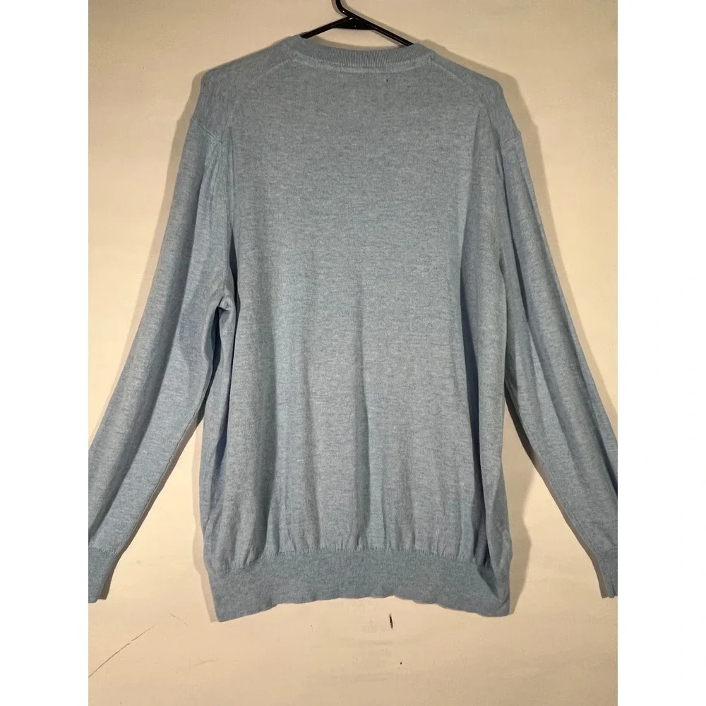 Christian Lacroix Pima Cotton Silk Cashmere Crew Neck Sweater Men XL Ice Blue‎